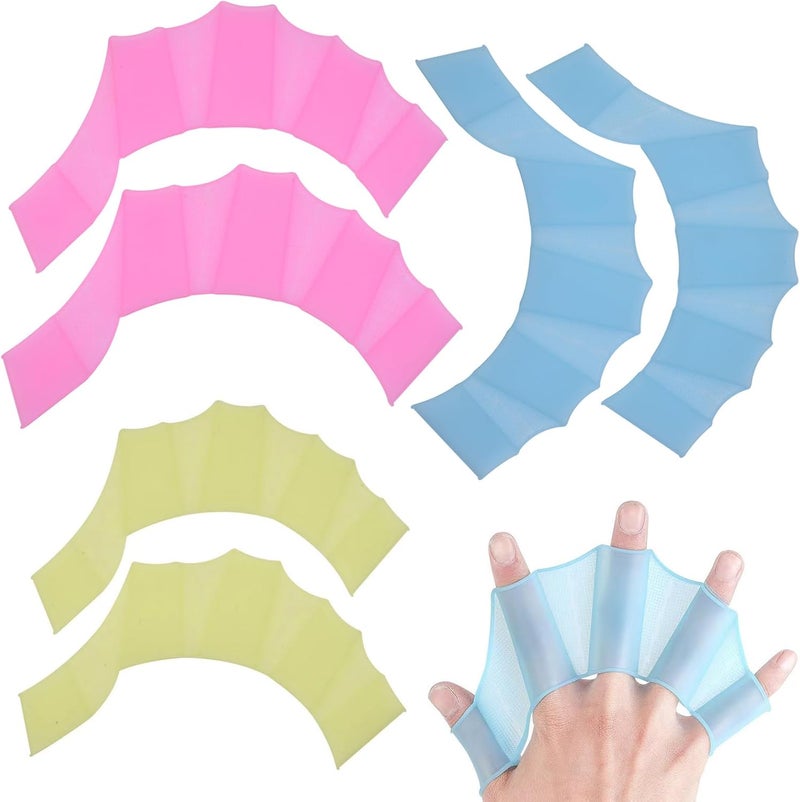 SquEqu 3 Pair Swim Paddles Hand Swim Fins Booster Swimming Training Hand Paddles Silicone Webbed Swimming Training Swim Gloves for Snorkeling Scuba Lap Flipping Water Resistance Water Aerobics - Image 1